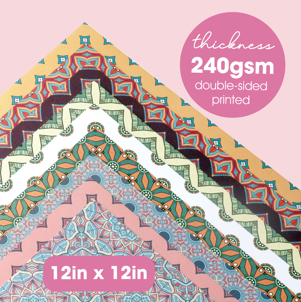 Desecraft Mandala 12x12 in Double Sided Paper Pad Scrapbook Cardstock Decorative Paper - 36 Sheets