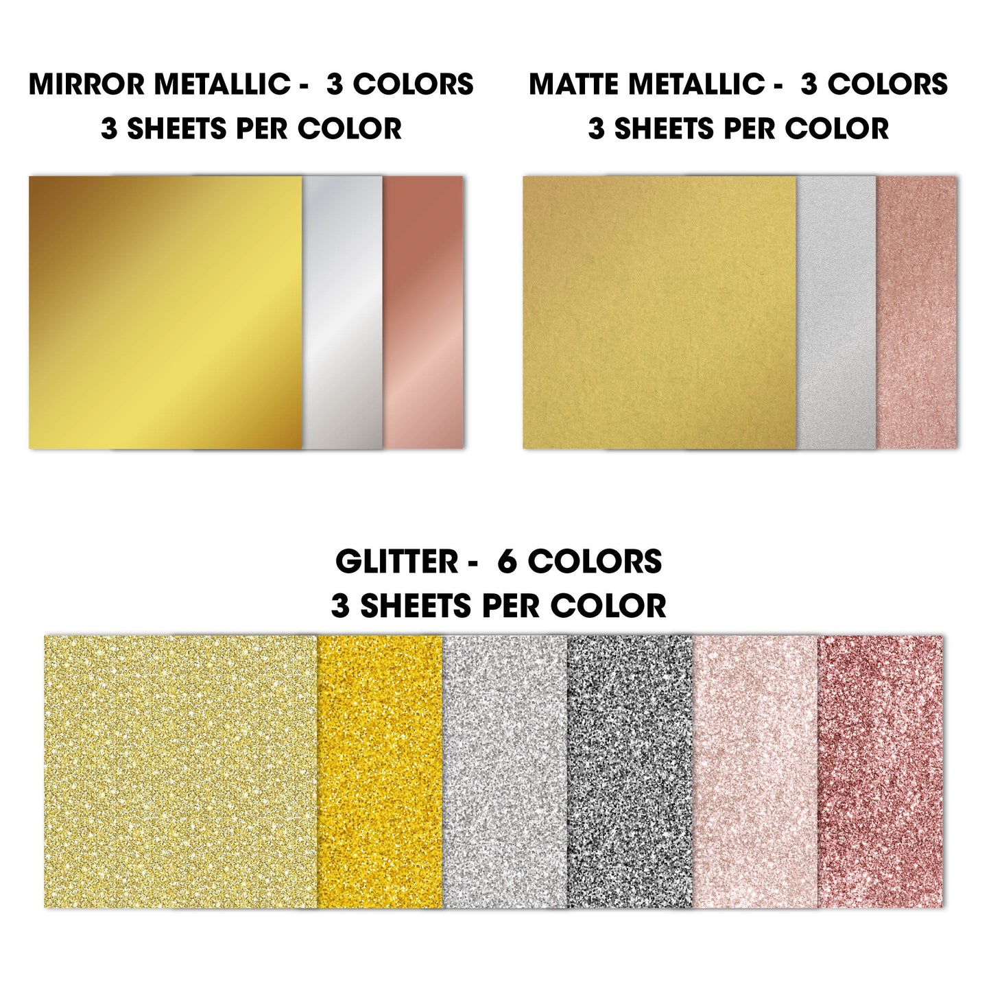 Desecraft Gold Sliver Pink Rose Gold 12x12 Cardstock Scrapbook Decorative Paper - 36 Sheets