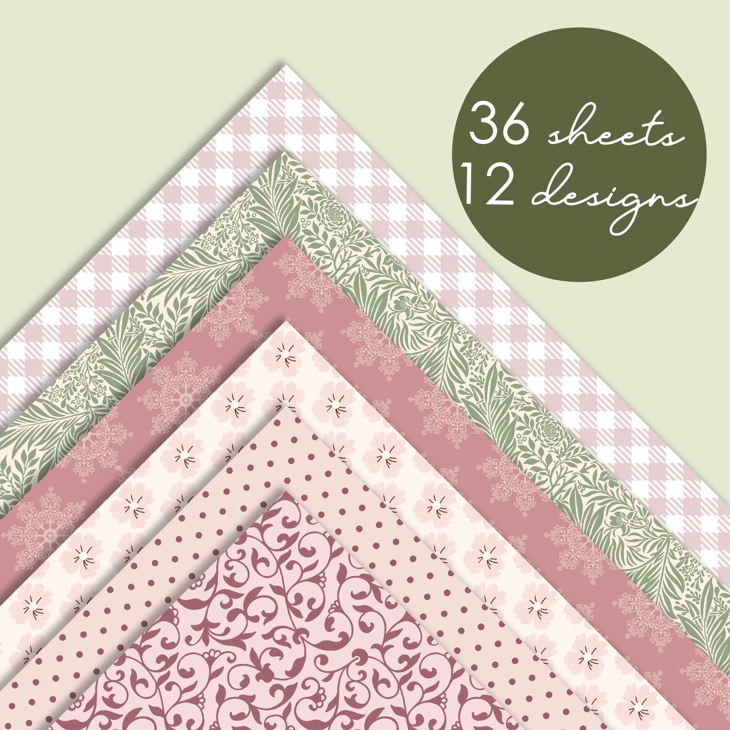 Desecraft Spring Vintage 12x12 in Double Sided Paper Pad Pack Scrapbook Cardstock Decorative