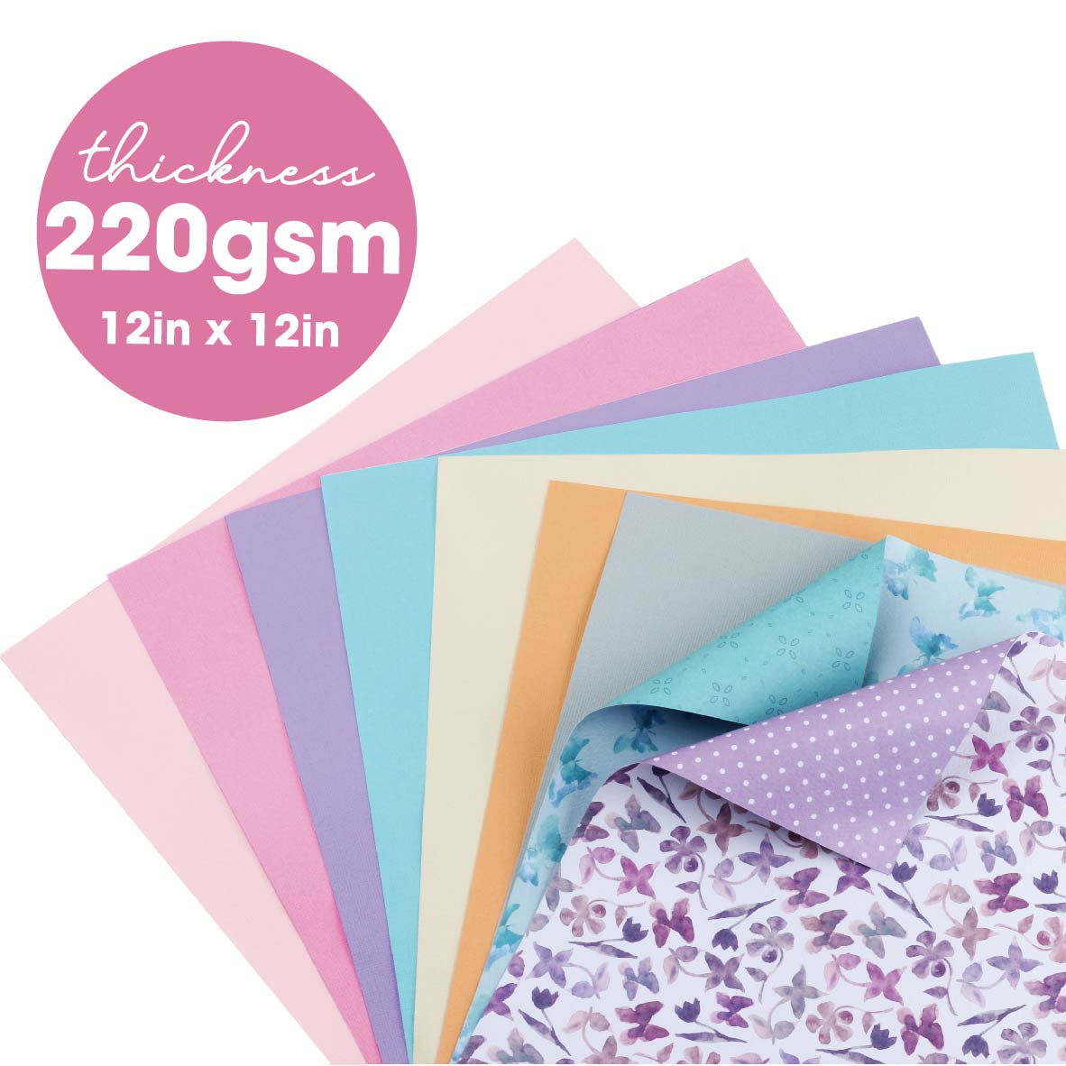 Textured 12x12in Pastel Solid Paper Pad Scrapbook Cardstock Decorative Paper