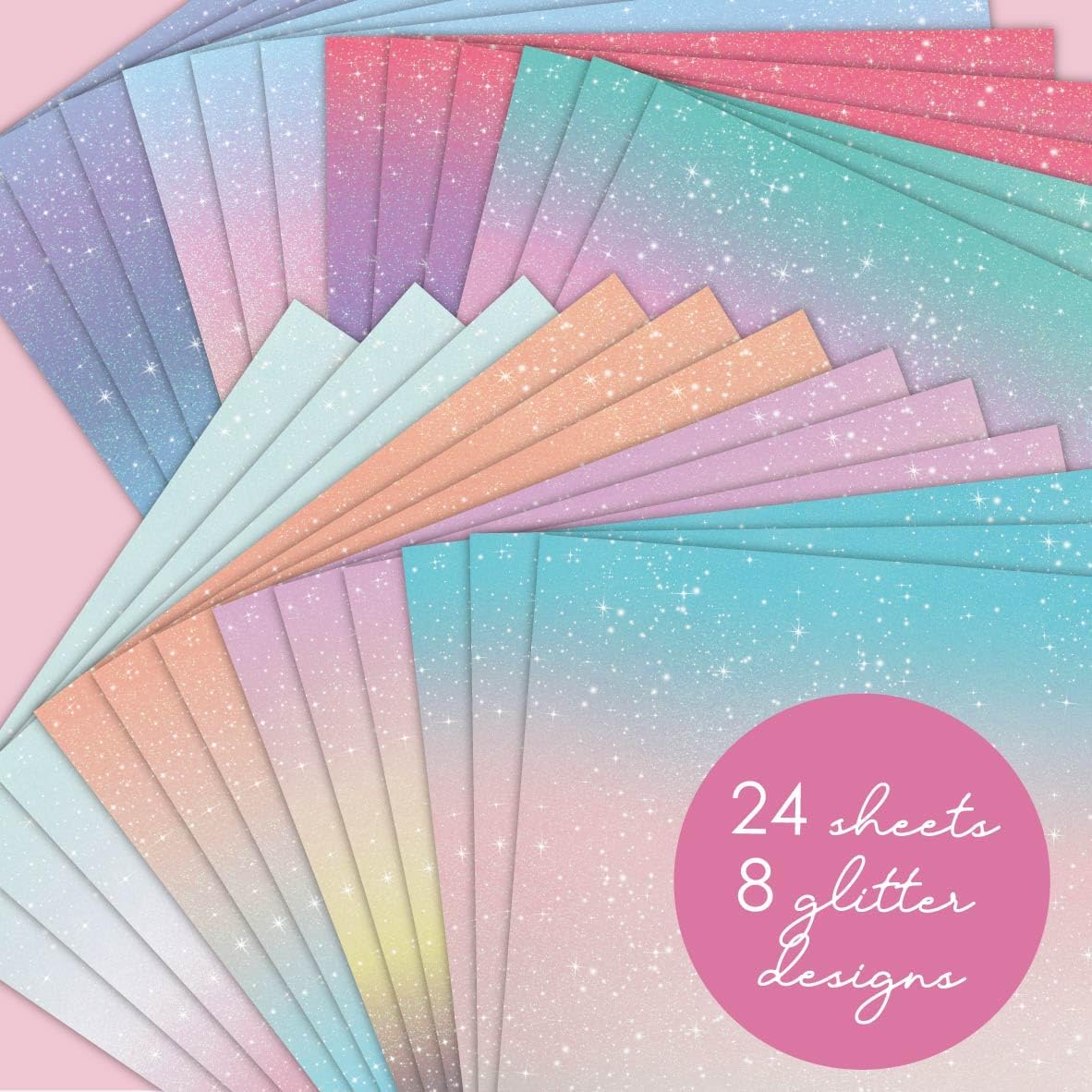 24 Sheets 6 x 6 Glitter Shining Pastel Cardstock Scrapbook Decorative Paper for Card Making Origami Scrapbook Paper Scrapbook Supplies Spring
