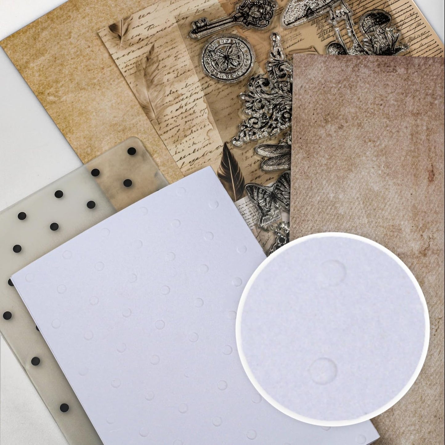 Desecraft Vintage Rubber Stamp Set Stencil Ink Card Making Stamper Card Kit
