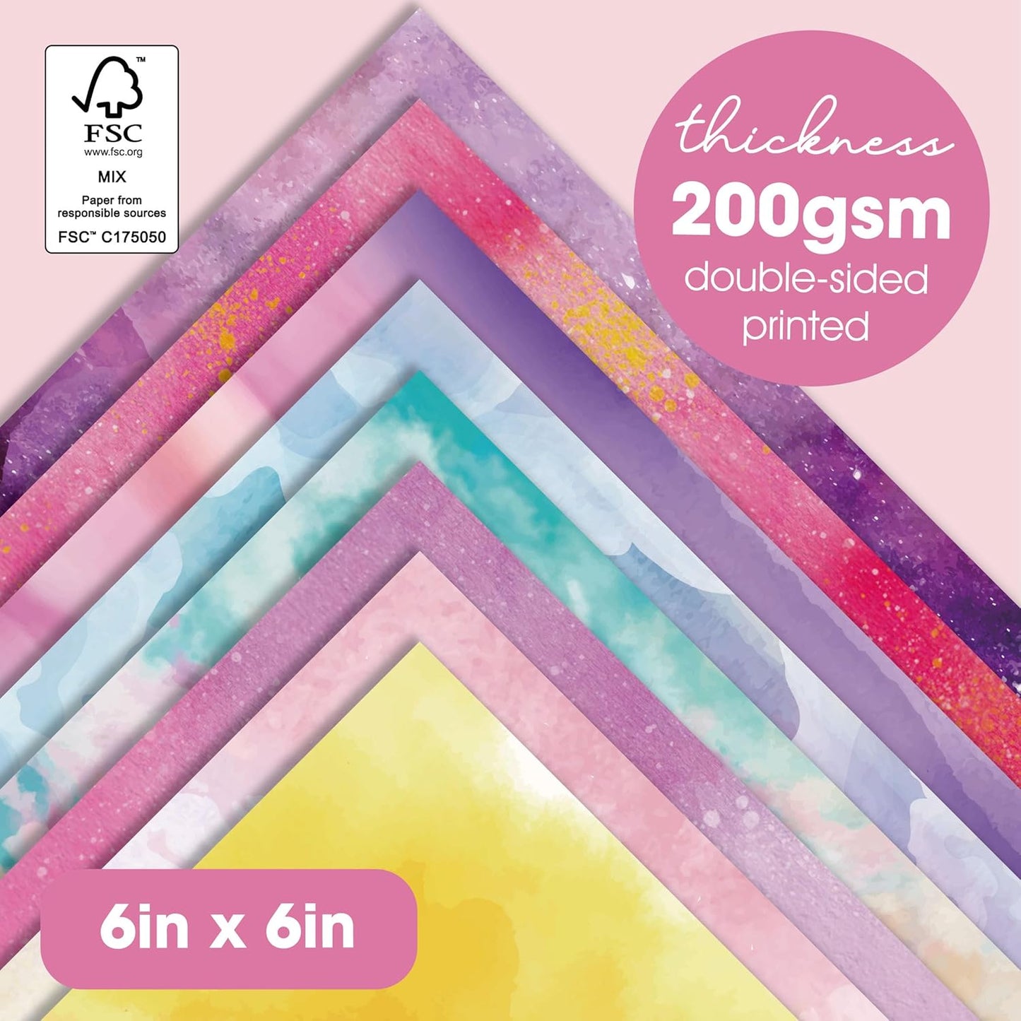 Desecraft 48 sheets 6 X 6 Scrapbooking Cardstock Decorative Paper Pack Shimmer Watercolor For Card Making Journaling Origami Scrapbook Supplies