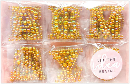 Desecraft 36 Pieces Gold Holographic Rhinestone Alphabet Letter Stickers Number Crystal Gem Self Adhesive
