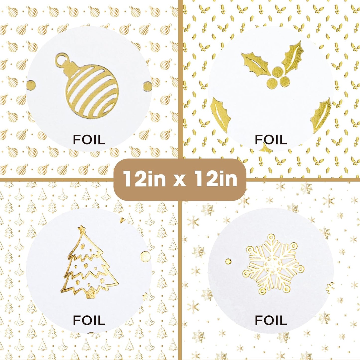 Desecraft 12x12 Metallic GOLD Christmas Scrapbook Cardstock Decorative Paper for Card Making Journaling Planner Origami Decopage Decorative Spring Scrapbook Paper