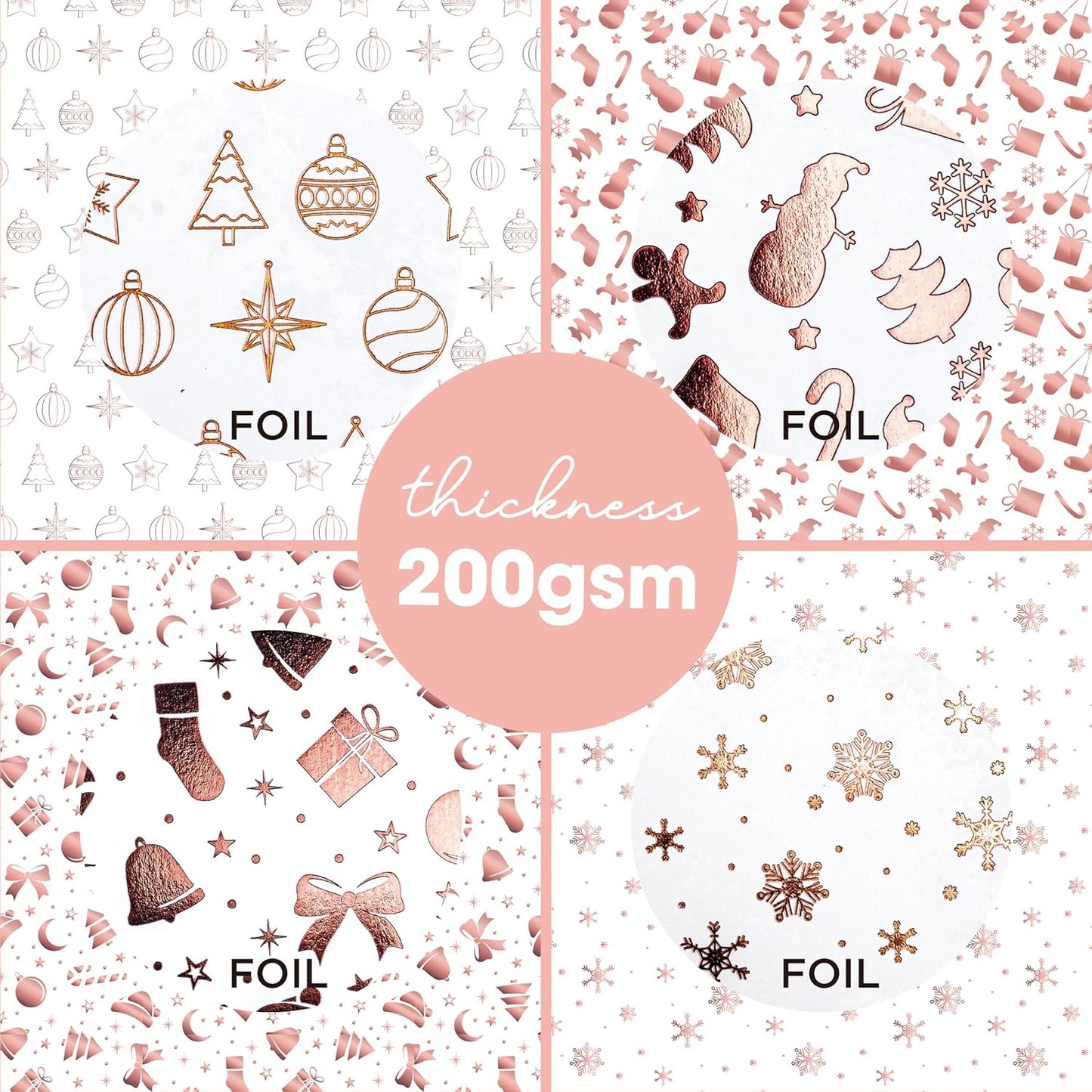 Desecraft 12x12 Metallic ROSE GOLD Christmas Scrapbook Cardstock Decorative Paper for Card Making Journaling Planner Origami Decopage Decorative Spring Scrapbook Paper