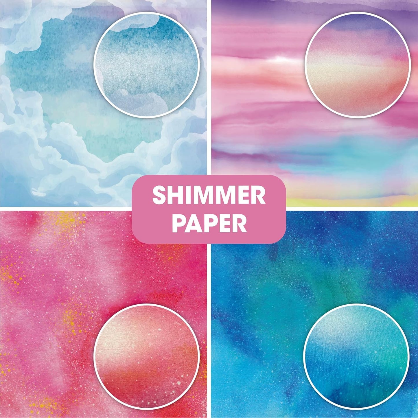 Desecraft 48 sheets 6 X 6 Scrapbooking Cardstock Decorative Paper Pack Shimmer Watercolor For Card Making Journaling Origami Scrapbook Supplies