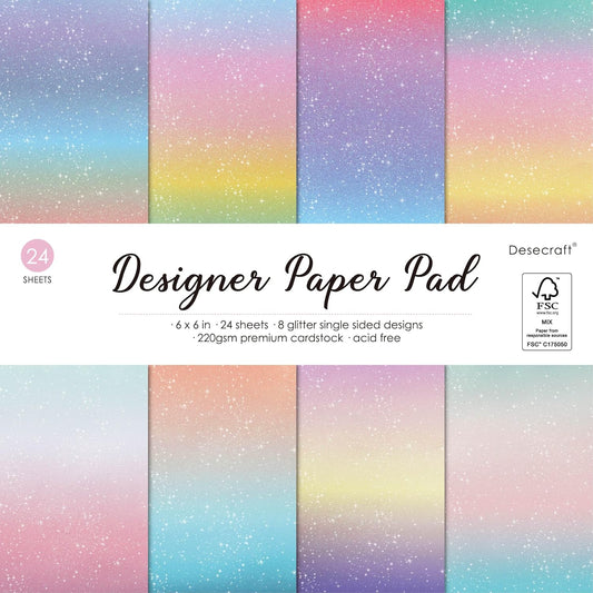 24 Sheets 6 x 6 Glitter Shining Pastel Cardstock Scrapbook Decorative Paper for Card Making Origami Scrapbook Paper Scrapbook Supplies Spring