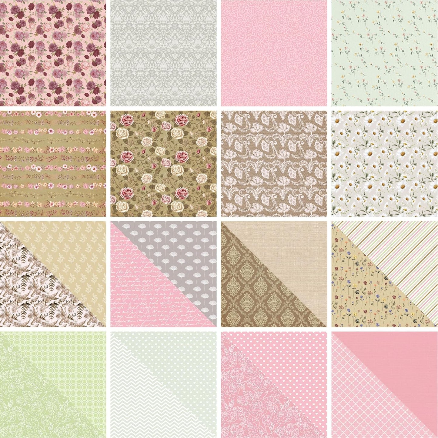 Desecraft Vintage Shabby Flower 6x6 in Scrapbooking Cardstock Decorative Paper Pack for Card Making Journaling Origami Scrapbook Paper Supplies