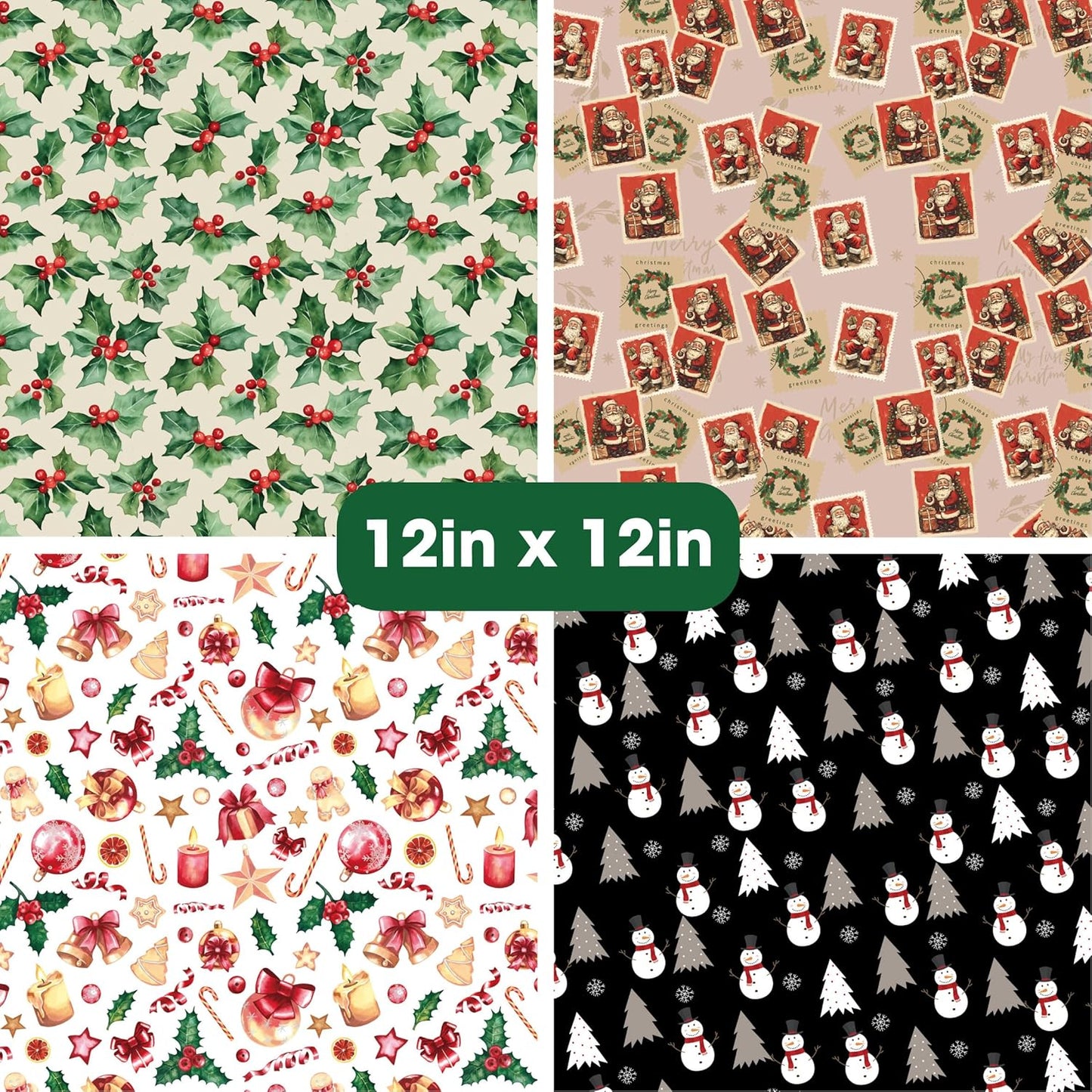 Desecraft 12x12 Tradtional Christmas Scrapbook Cardstock Decorative Paper for Card Making Journaling Origami Decopage Decorative Scrapbook Paper