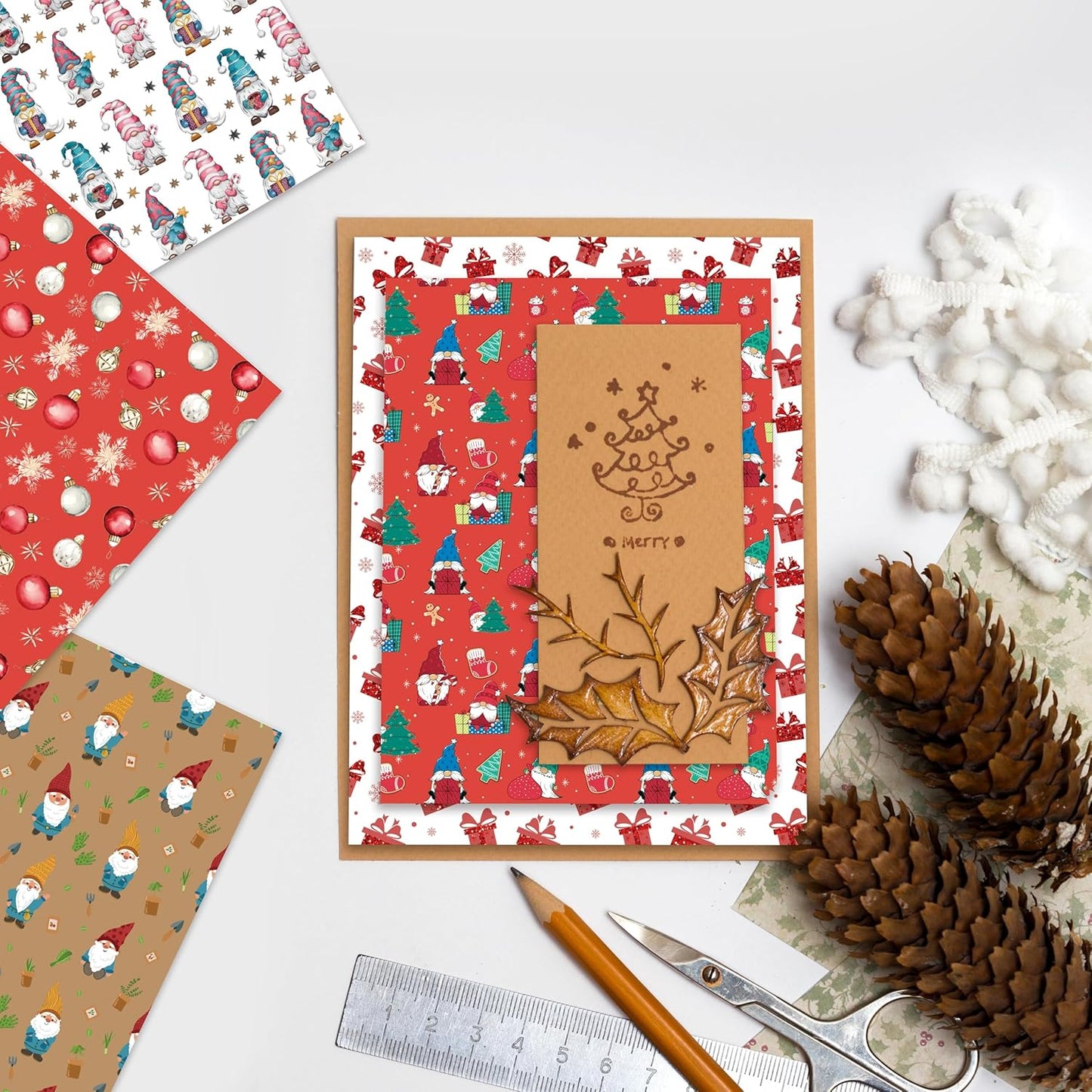 12x12 Gonk Christmas Scrapbook Cardstock Decorative Paper for Card Making Journaling Planner Origami Decorative Scrapbook Paper