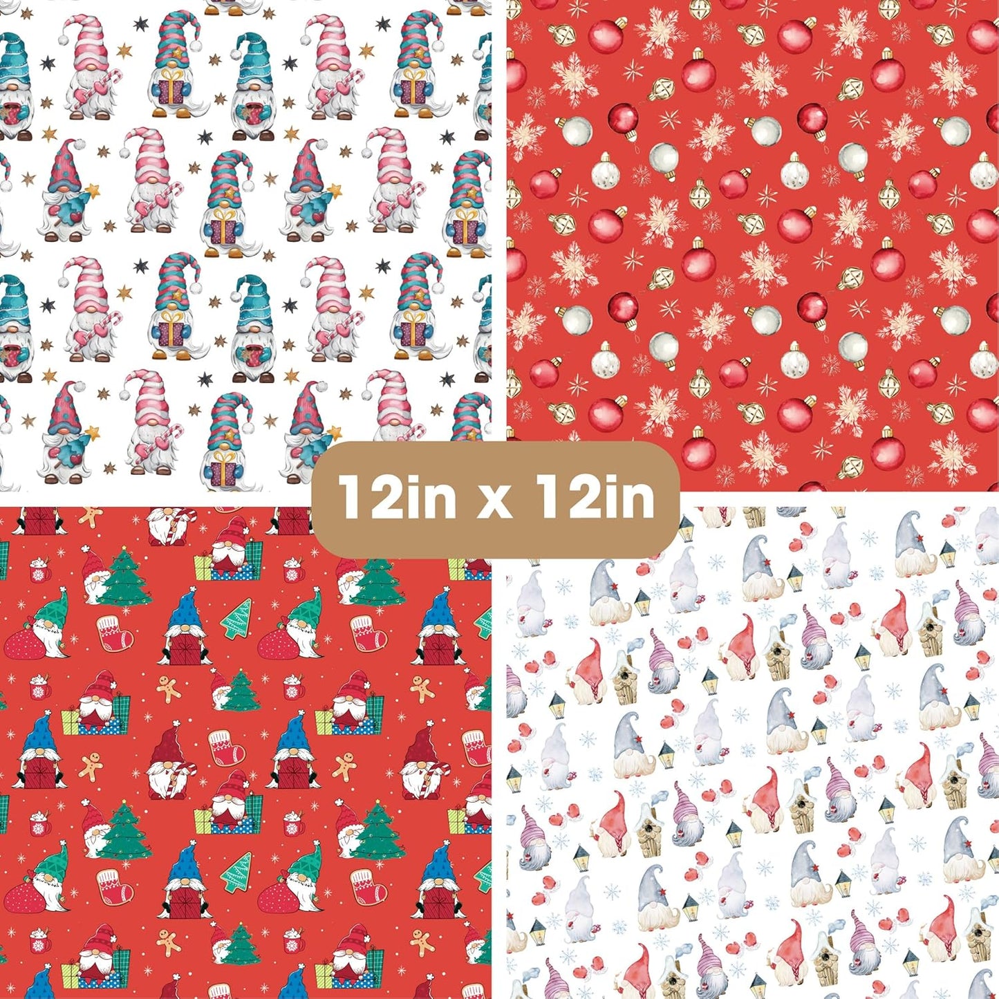 12x12 Gonk Christmas Scrapbook Cardstock Decorative Paper for Card Making Journaling Planner Origami Decorative Scrapbook Paper