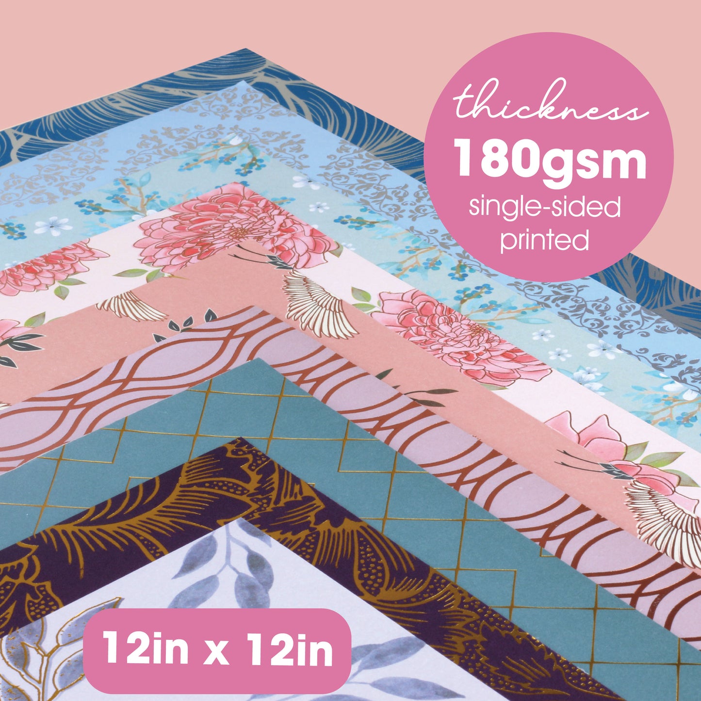 Desecraft 12x12 in All Foil Floral Paper Pad Scrapbook Cardstock Decorative Paper-36 sheets