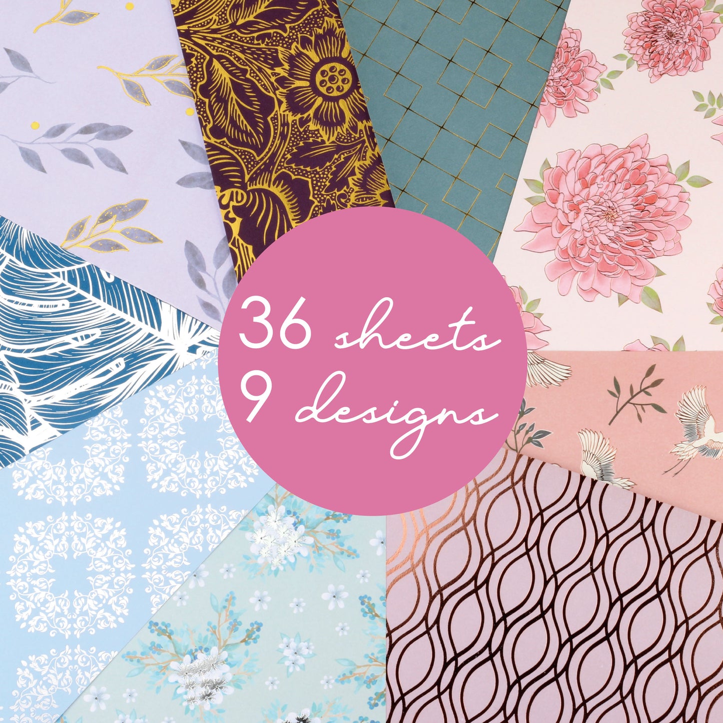 Desecraft 12x12 in All Foil Floral Paper Pad Scrapbook Cardstock Decorative Paper-36 sheets