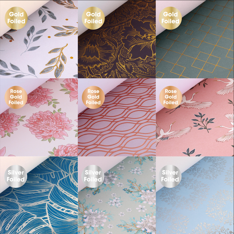 Desecraft 12x12 in All Foil Floral Paper Pad Scrapbook Cardstock Decorative Paper-36 sheets